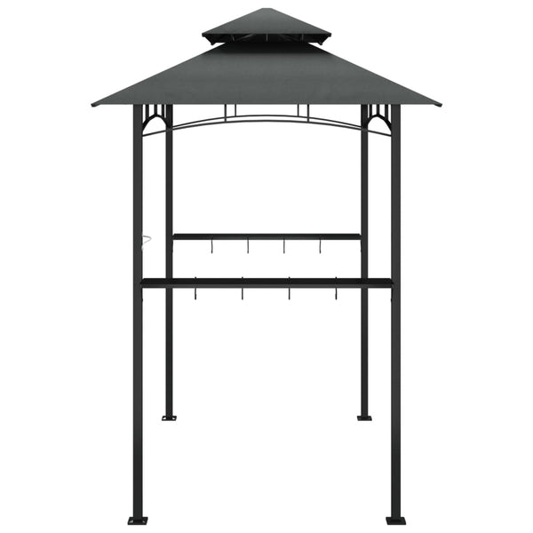 Gazebo churrasco prateleiras laterais 240x150x243 aço antracite