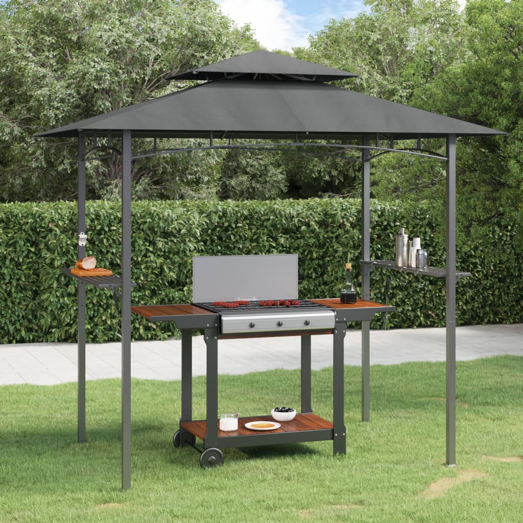 Gazebo churrasco prateleiras laterais 240x150x243 aço antracite