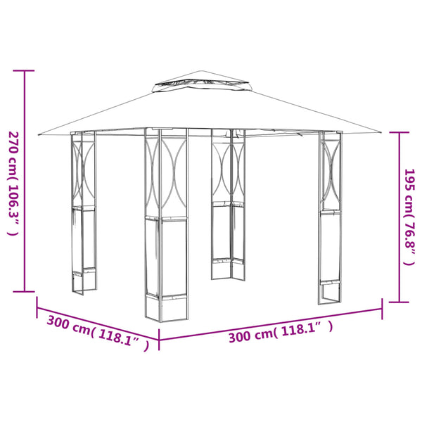 Gazebo com telhado 300x300x270 cm aço antracite