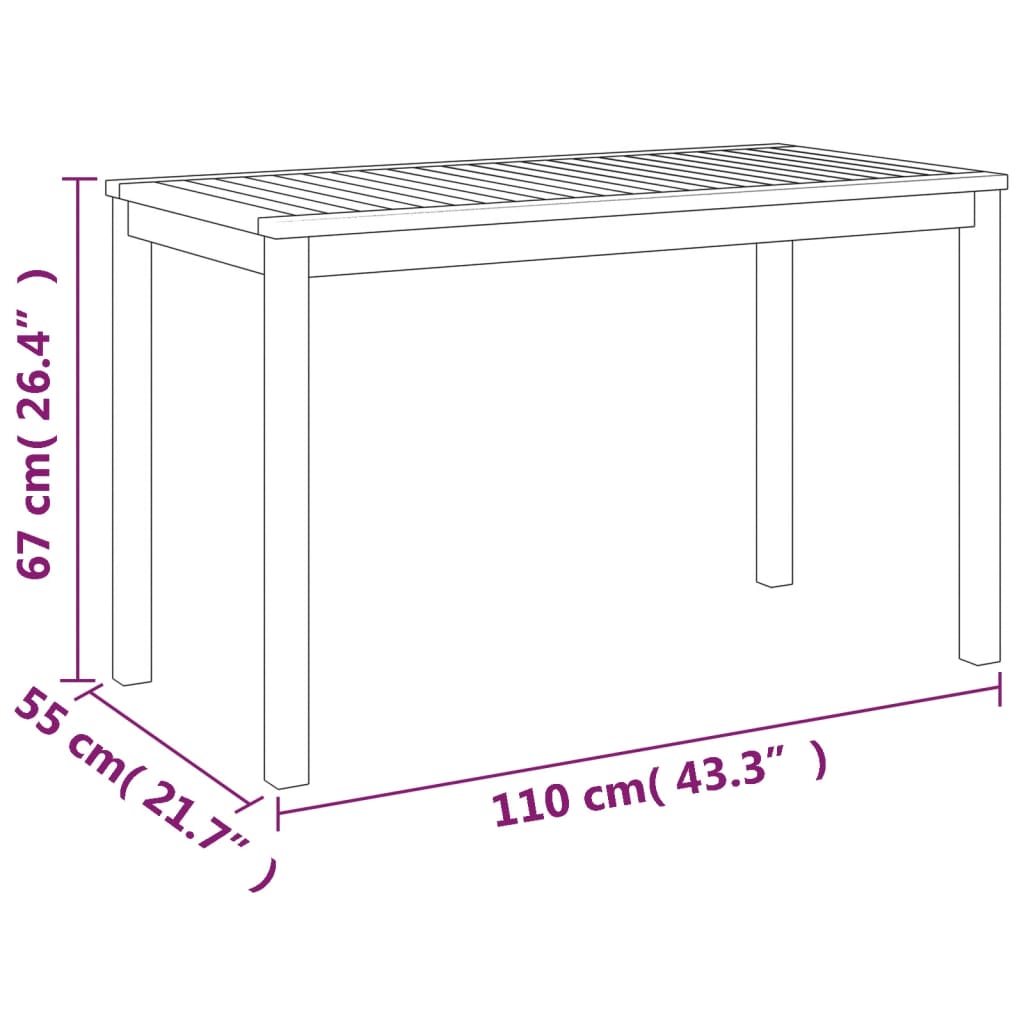 Mesa de jardim 110x55x67 cm madeira de acácia maciça