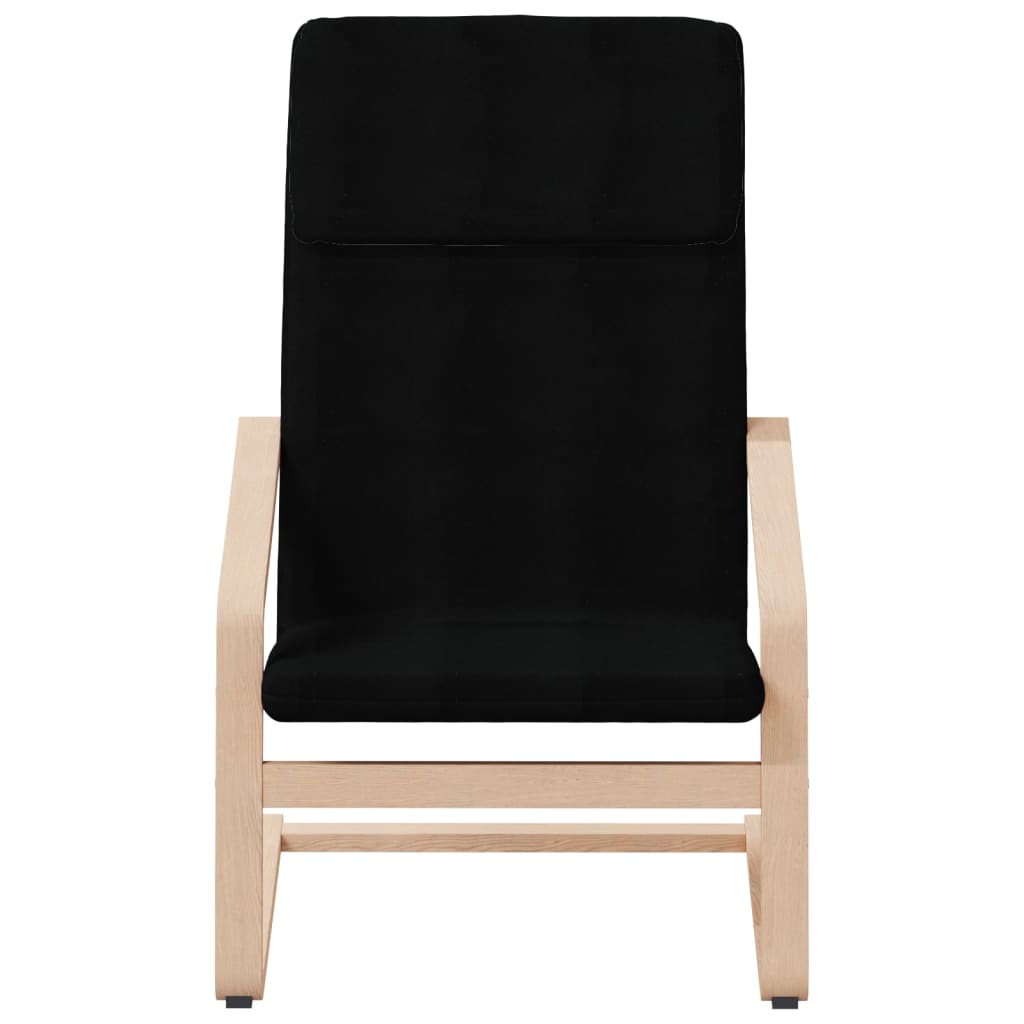Cadeira de descanso com banco p/ pés tecido preto