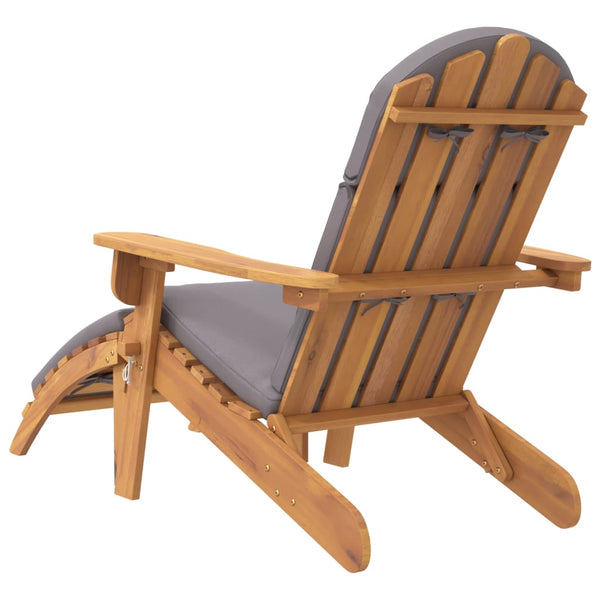 Cadeira de jardim Adirondack com apoio de pés acácia maciça