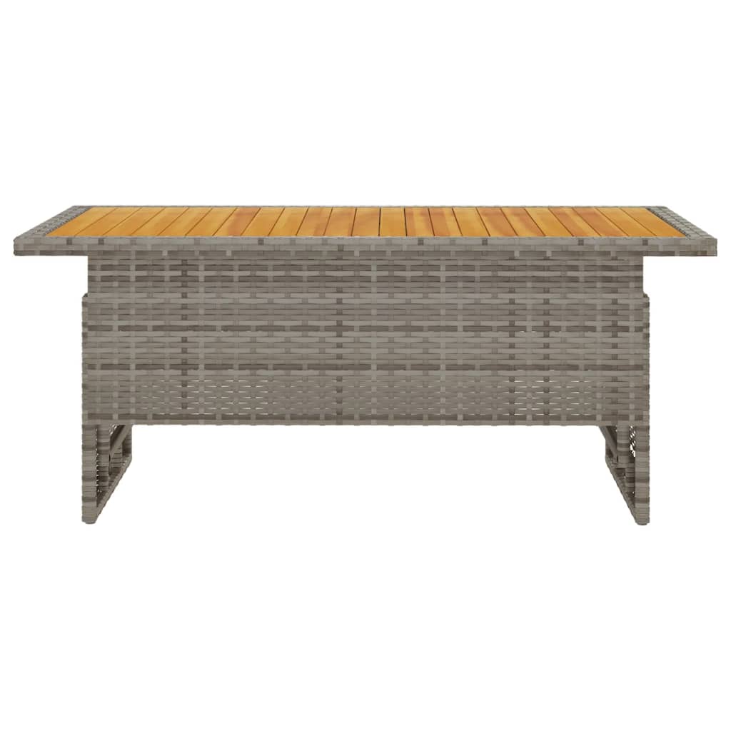 Mesa de jardim 100x50x43/63 cm acácia maciça/vime PE cinza