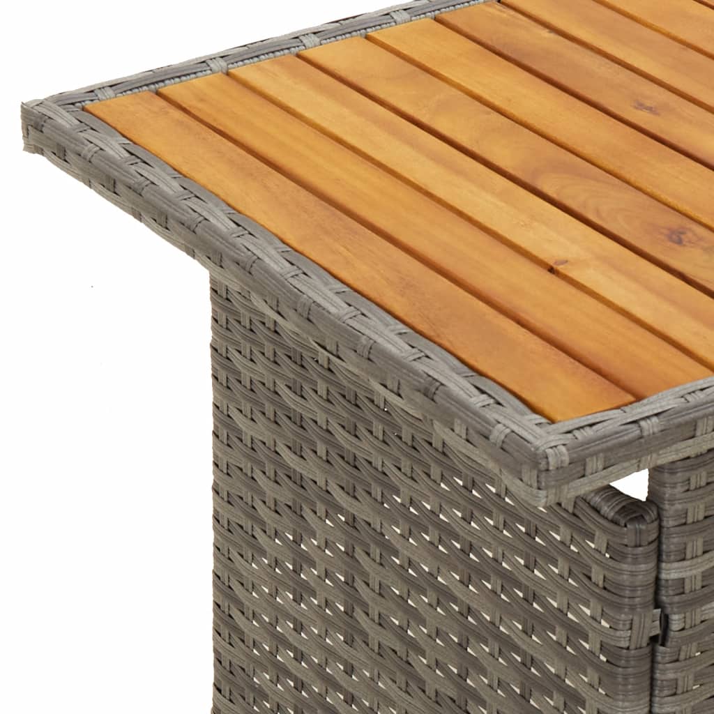 Mesa de jardim 100x50x43/63 cm acácia maciça/vime PE cinza