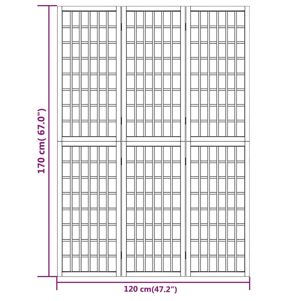 Biombo dobrável com 3 painéis estilo japonês 120x170 cm branco