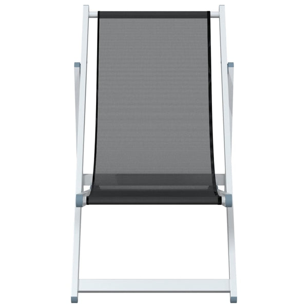 Cadeiras de praia dobráveis 2 pcs alumínio e textilene cinzento