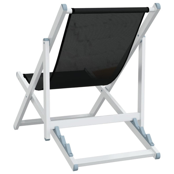 Cadeiras de praia dobráveis 2 pcs alumínio e textilene preto