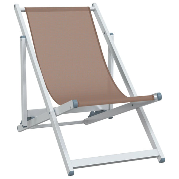 Cadeiras de praia dobráveis 2 pcs alumínio e textilene castanho