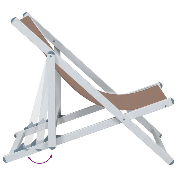 Cadeiras de praia dobráveis 2 pcs alumínio e textilene castanho