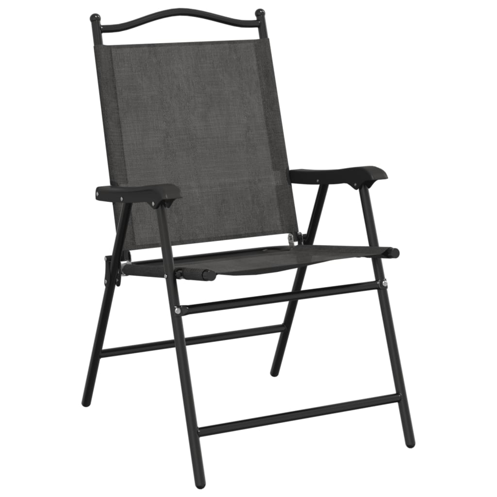 Cadeiras de jardim dobráveis 2 pcs aço/textilene cinza mesclado