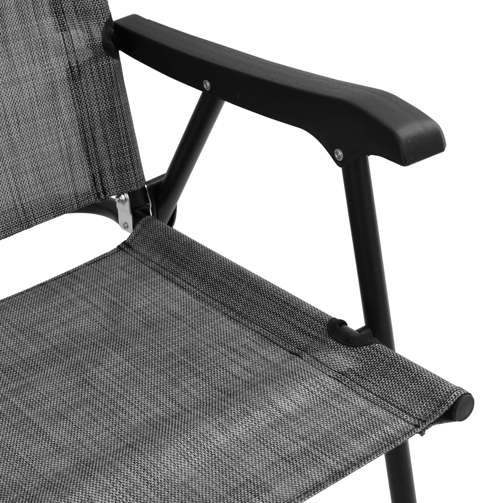 Cadeiras de jardim dobráveis 2 pcs aço/textilene cinza mesclado