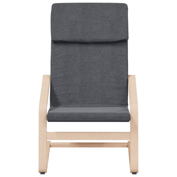 Cadeira de descanso com banco p/ pés tecido cinza-escuro