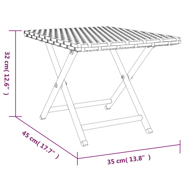 Mesa dobrável 45x35x32 cm vime PE castanho