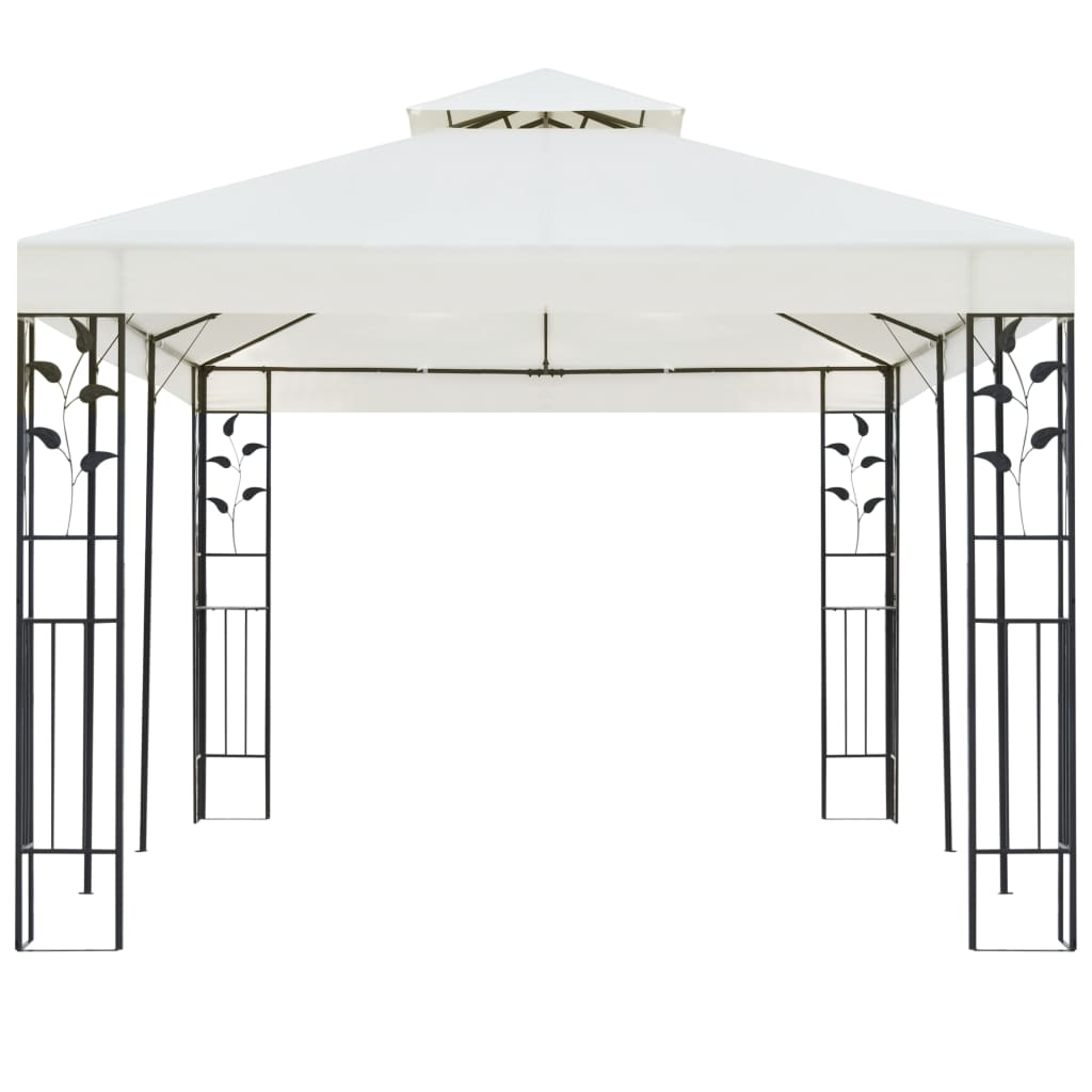 Gazebo com telhado duplo 6x3 m aço branco