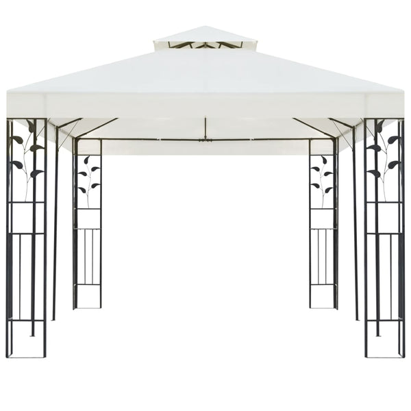 Gazebo com telhado duplo 6x3 m aço branco