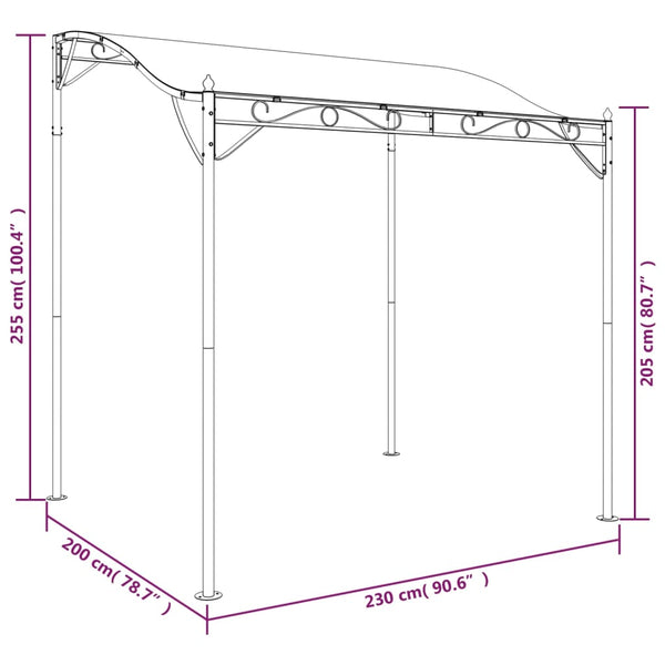 Toldo 2x2,3 m 180 g/m² tecido e aço cor creme