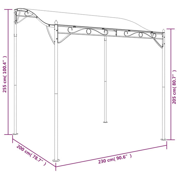 Toldo 2x2,3 m 180 g/m² tecido e aço cinzento-acastanhado