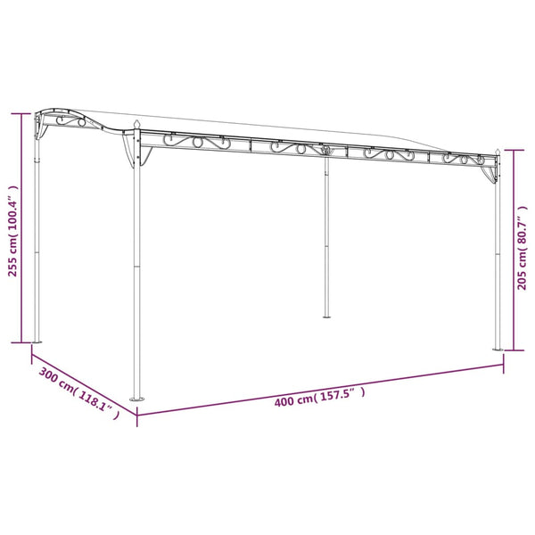 Toldo 4x3 m 180 g/m² tecido e aço cor creme