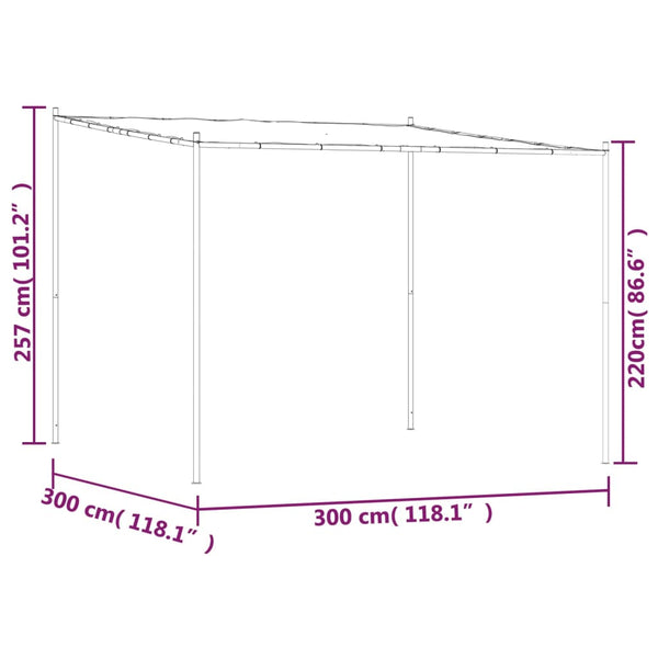 Gazebo 3x3 m 180 g/m² tecido e aço branco