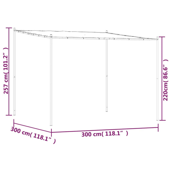 Gazebo 3x3 m 180 g/m² tecido e aço bege