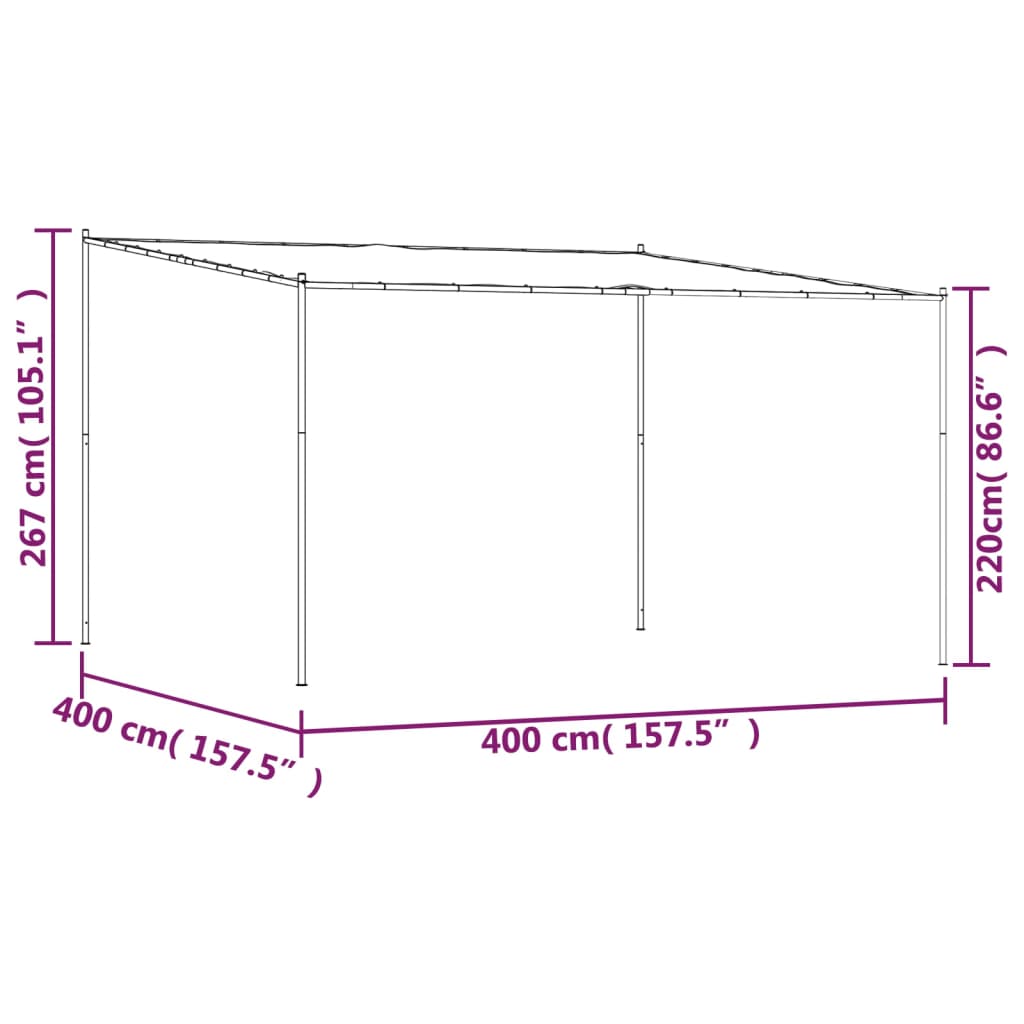 Gazebo 4x4 m 180 g/m² tecido e aço branco