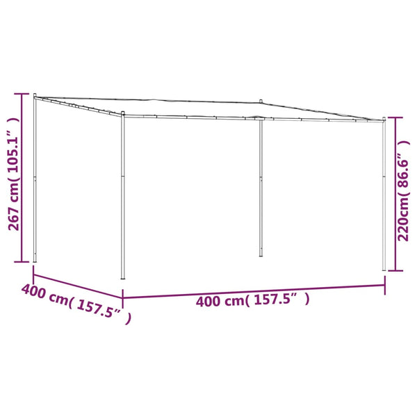 Gazebo 4x4 m 180 g/m² tecido e aço antracite