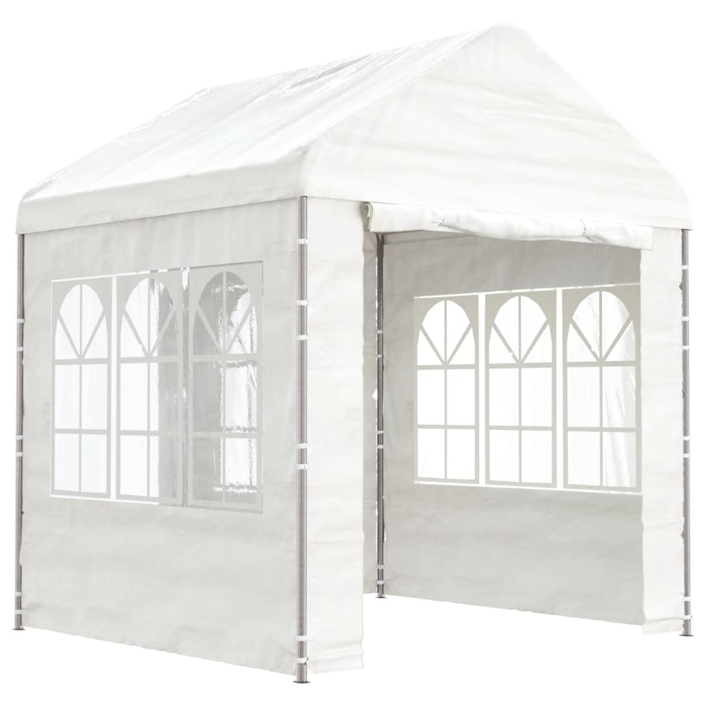 Gazebo com telhado 2,28x2,23x2,69 m polietileno branco