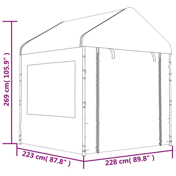 Gazebo com telhado 2,28x2,23x2,69 m polietileno branco