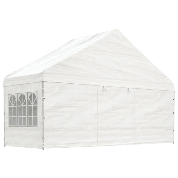 Gazebo com telhado 5,88x2,23x3,75 m polietileno branco