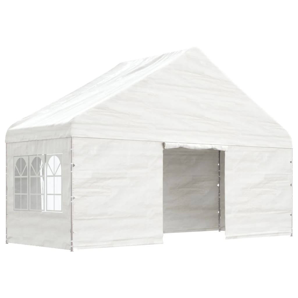 Gazebo com telhado 5,88x2,23x3,75 m polietileno branco