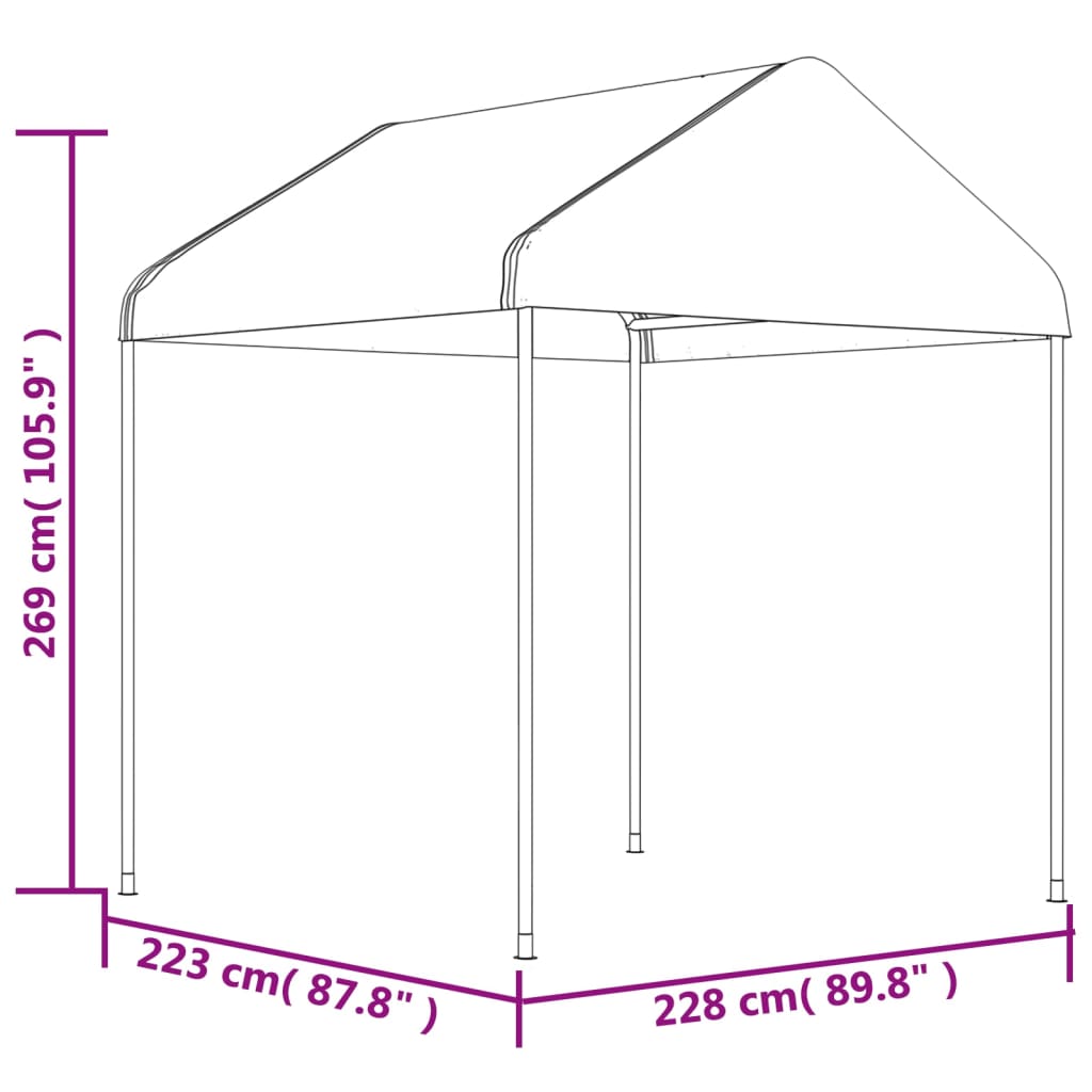 Gazebo com telhado 2,28x2,23x2,69 m polietileno branco