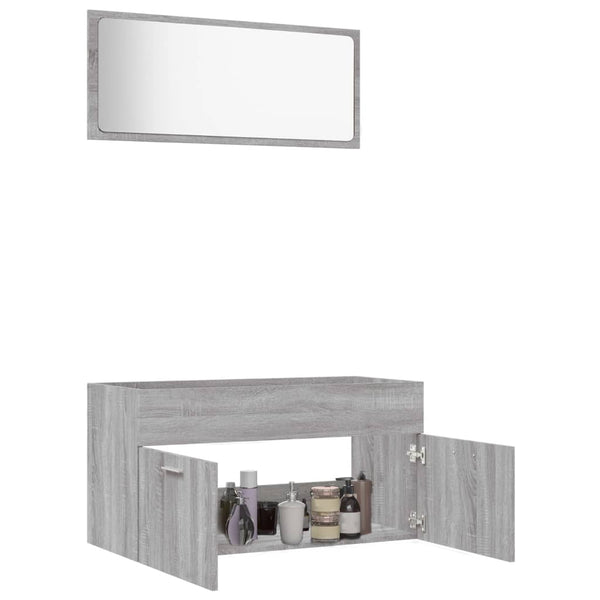 Conjunto de mueble para WC 2 piezas de madera gris Sonoma.