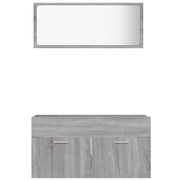 Conjunto de mueble para WC 2 piezas de madera gris Sonoma.