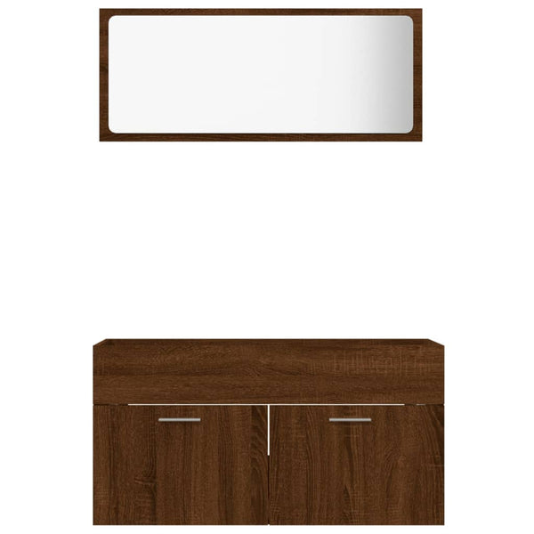 2 pcs set. WC furniture derived from brown oak wood