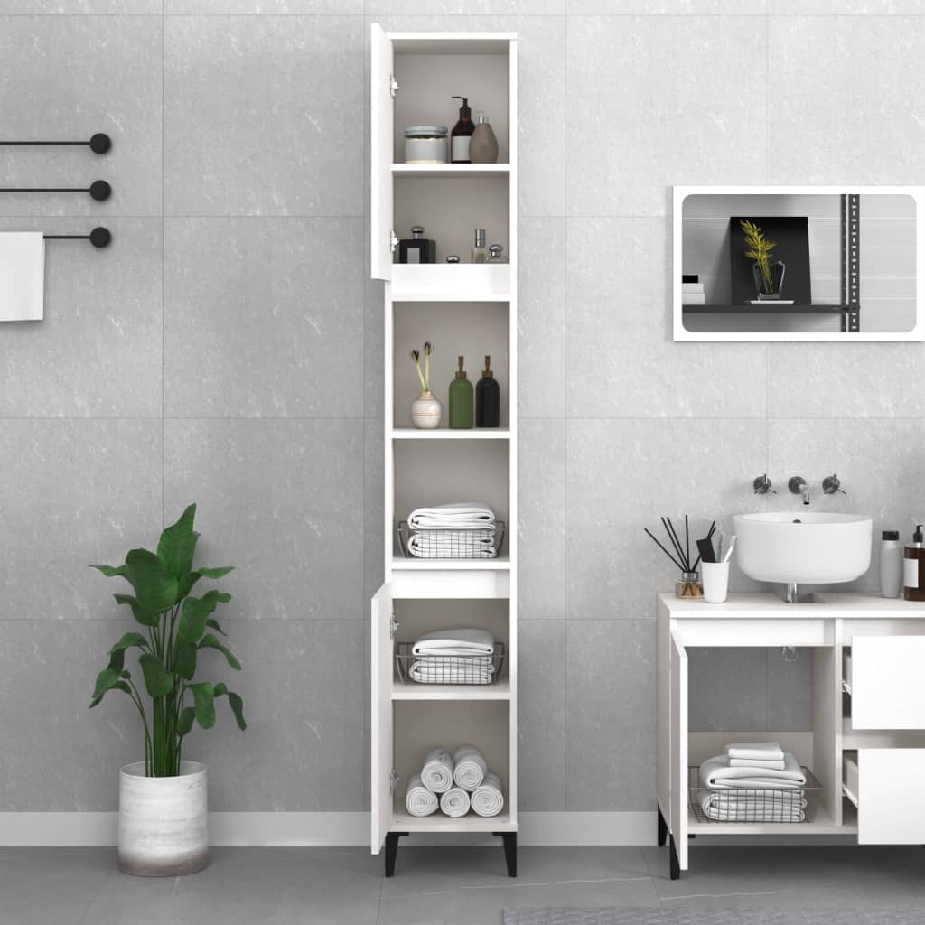 Bathroom cabinet 30x30x190 cm white wood