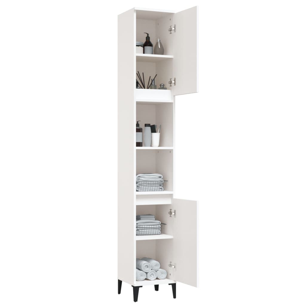 Bathroom cabinet 30x30x190 cm white wood