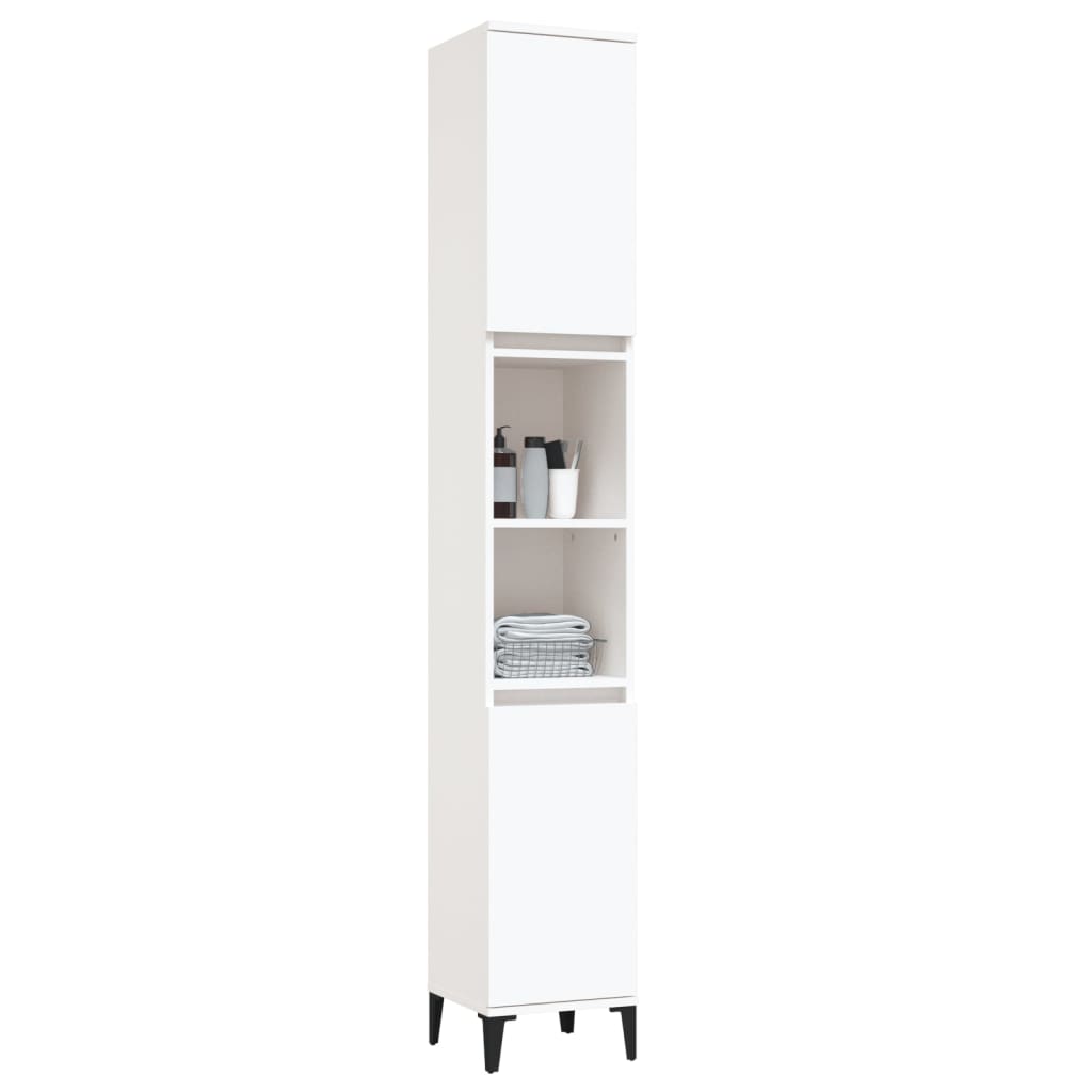 Bathroom cabinet 30x30x190 cm white wood