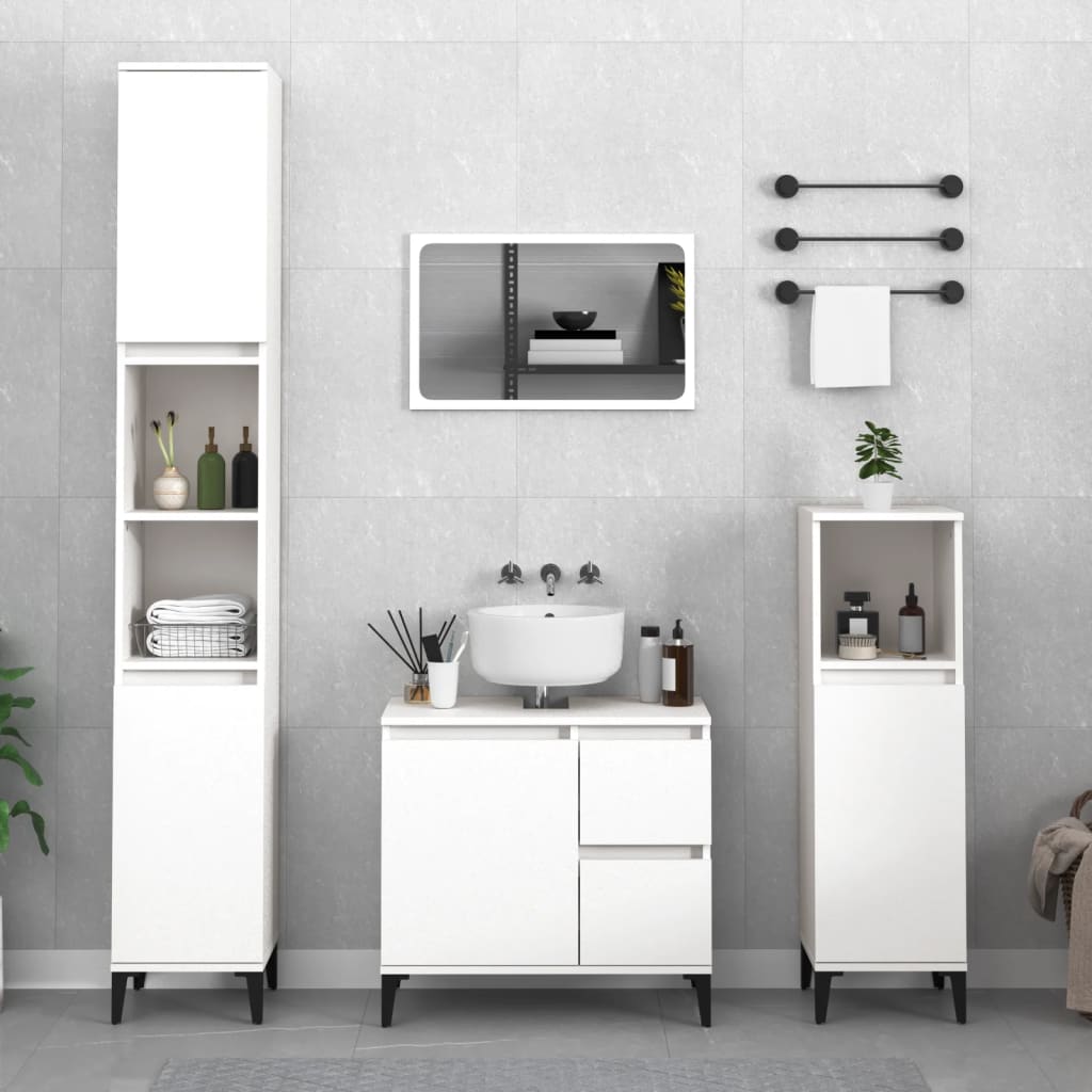 Bathroom cabinet 30x30x190 cm white wood