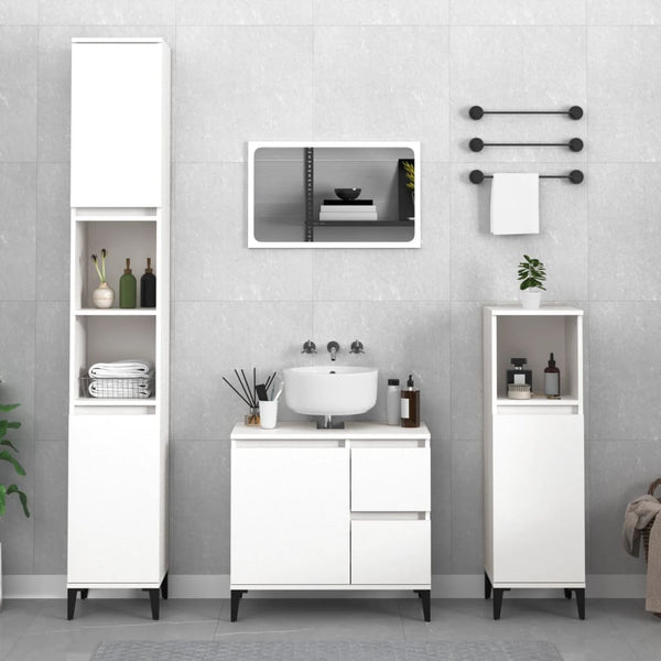 Mueble de baño 30x30x190 cm madera blanca