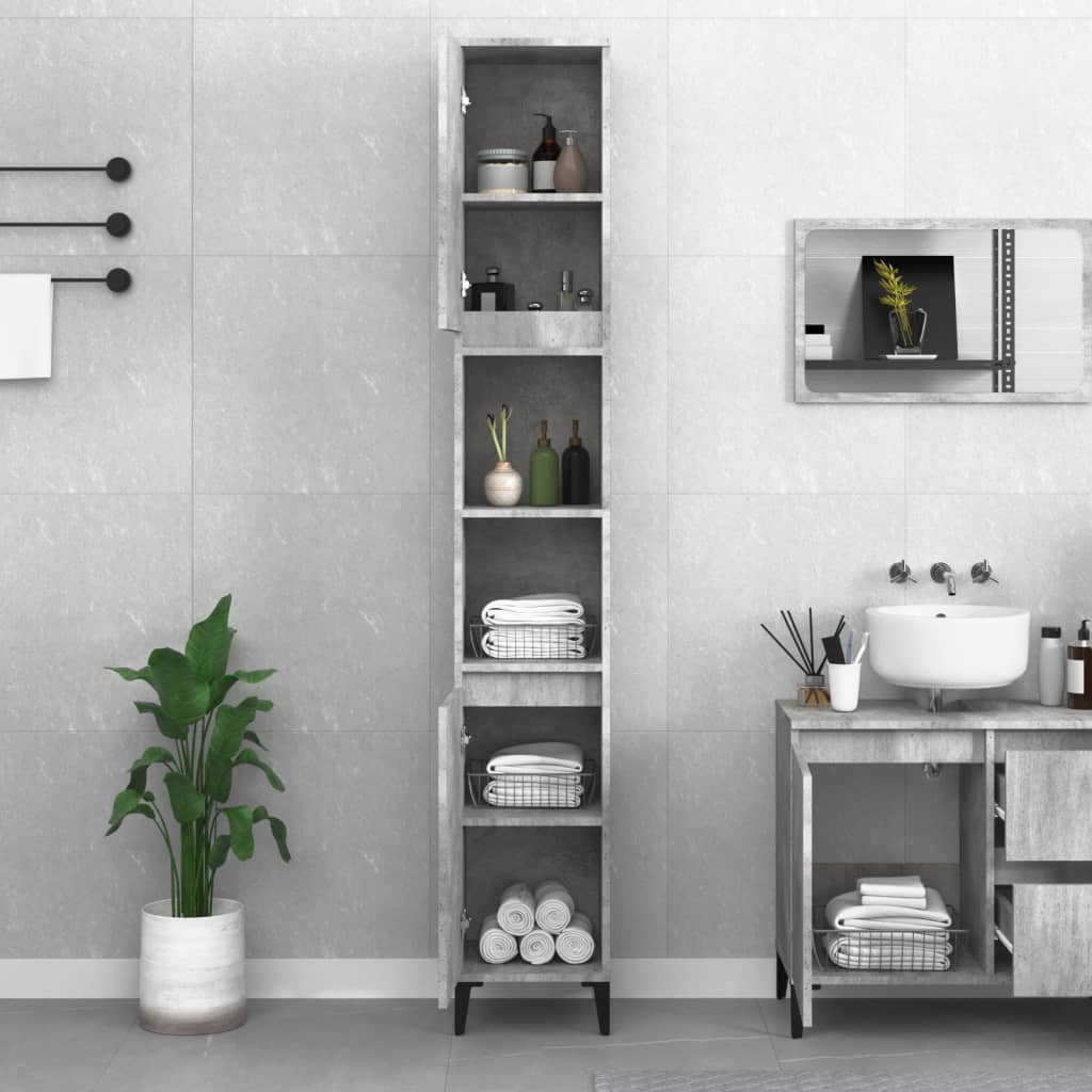 WC cabinet 30x30x190 cm cement gray wood-based