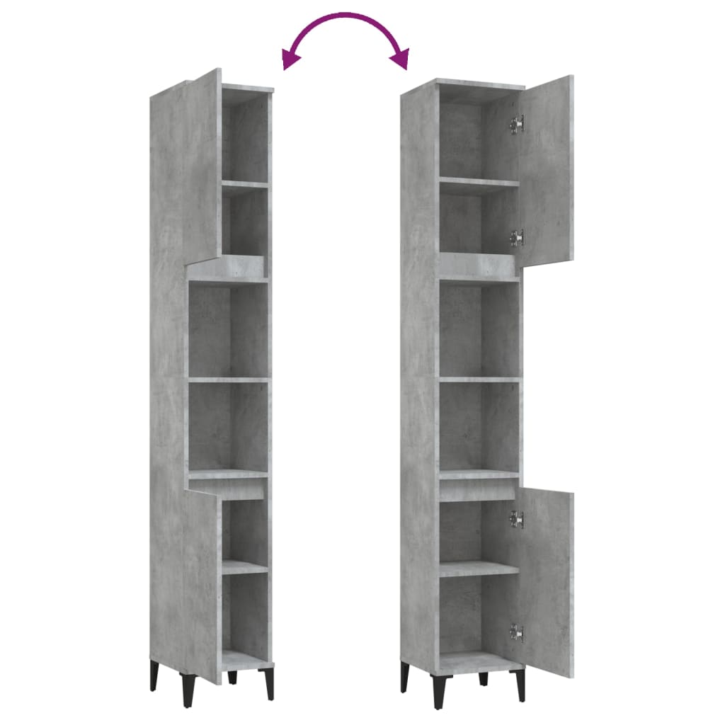 WC cabinet 30x30x190 cm cement gray wood-based