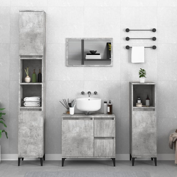 WC cabinet 30x30x190 cm cement gray wood-based