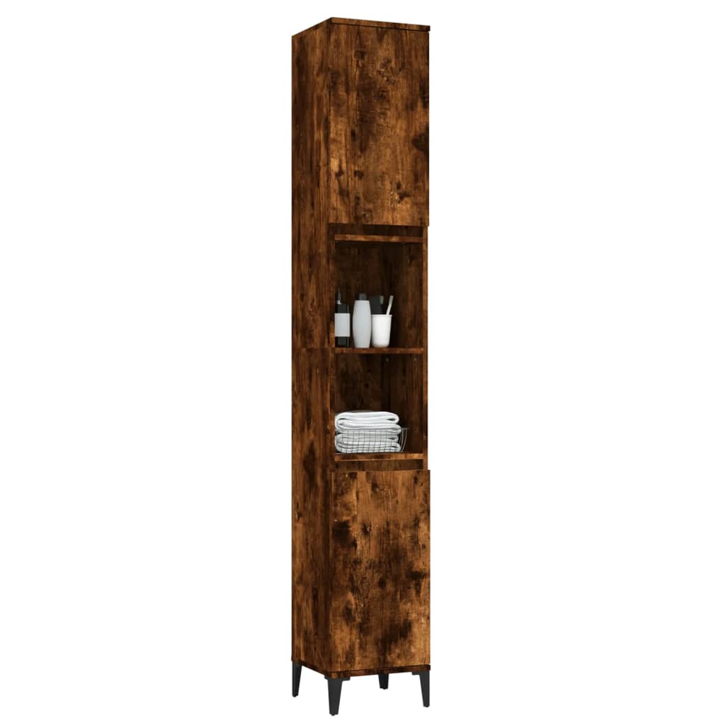 Mueble WC 30x30x190 cm base madera roble ahumado