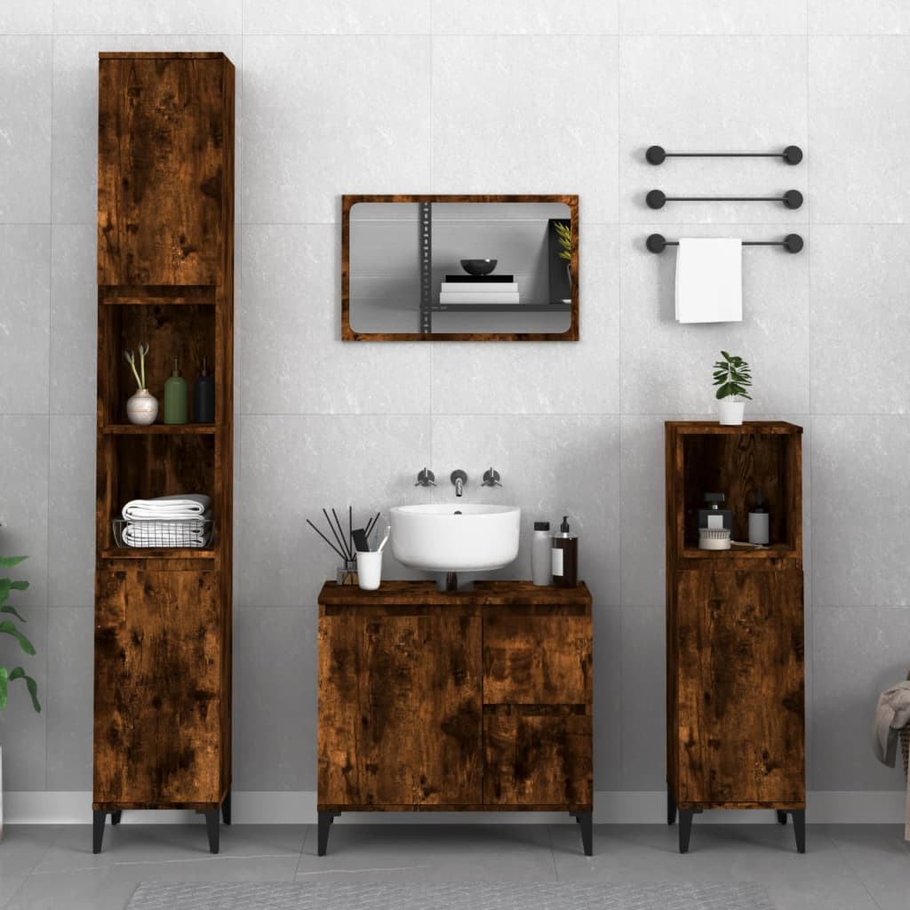 WC cabinet 30x30x190 cm smoked oak wood-based