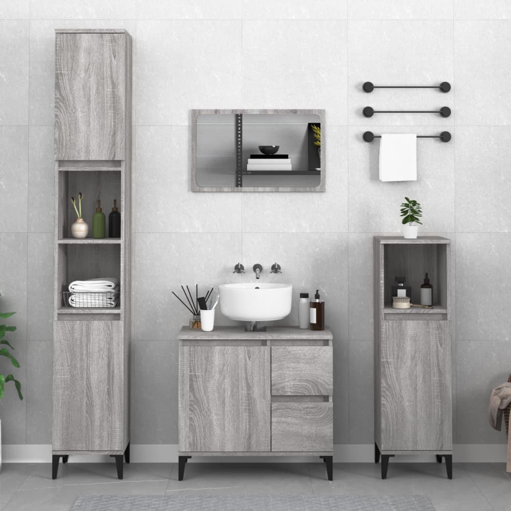 Mueble WC 30x30x190 cm fabricado en madera gris sonoma