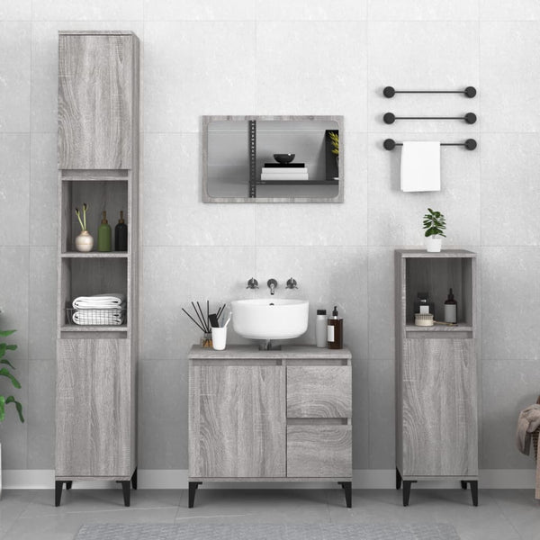 WC cabinet 30x30x190 cm made of sonoma gray wood