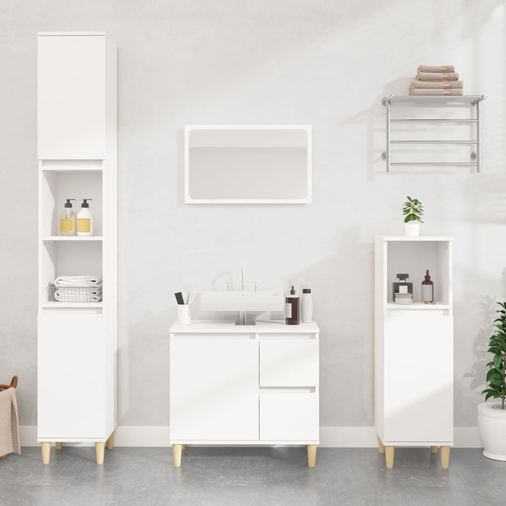 Bathroom cabinet 30x30x100 cm white wood
