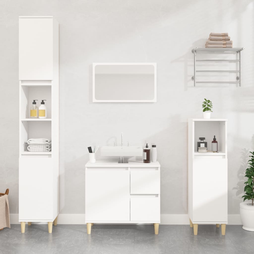 Mueble de baño 30x30x100 cm madera blanca