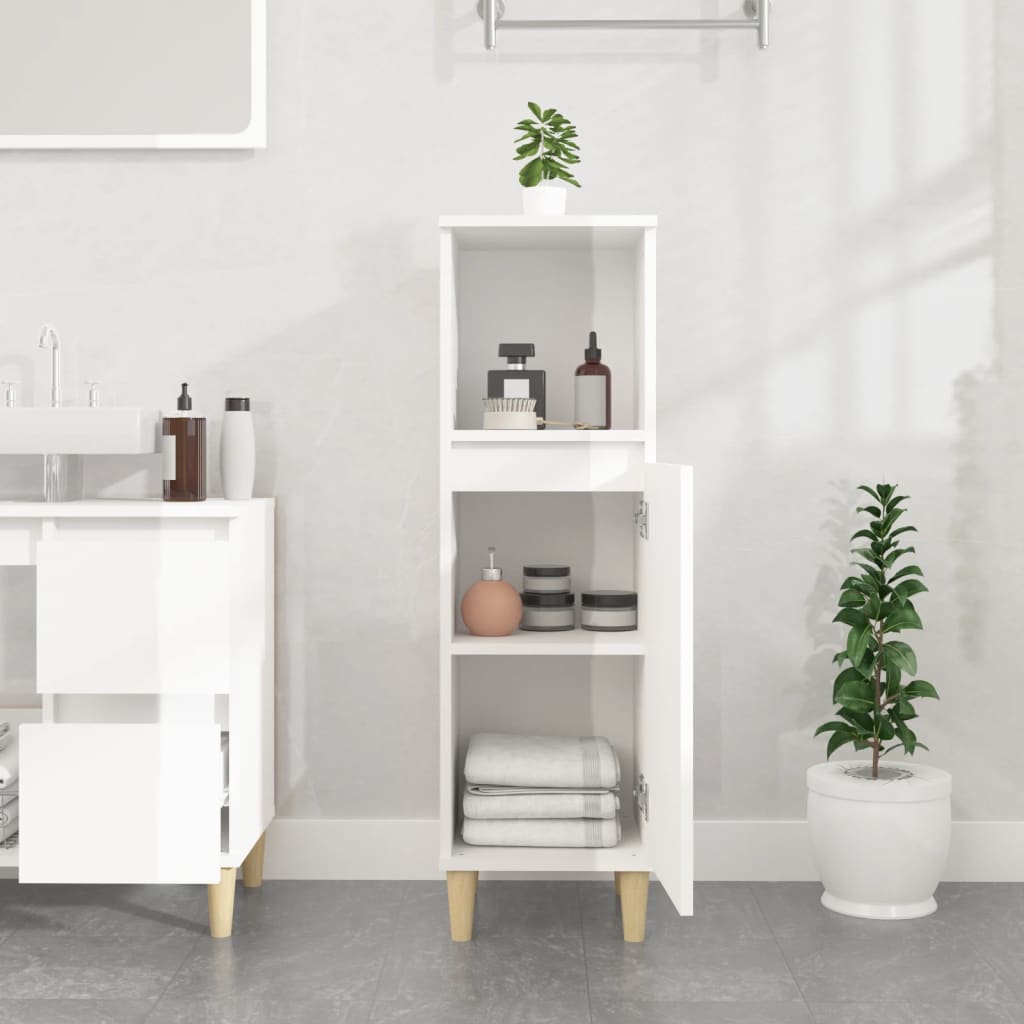 WC cabinet 30x30x100 cm glossy white wood-based