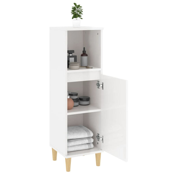 WC cabinet 30x30x100 cm glossy white wood-based